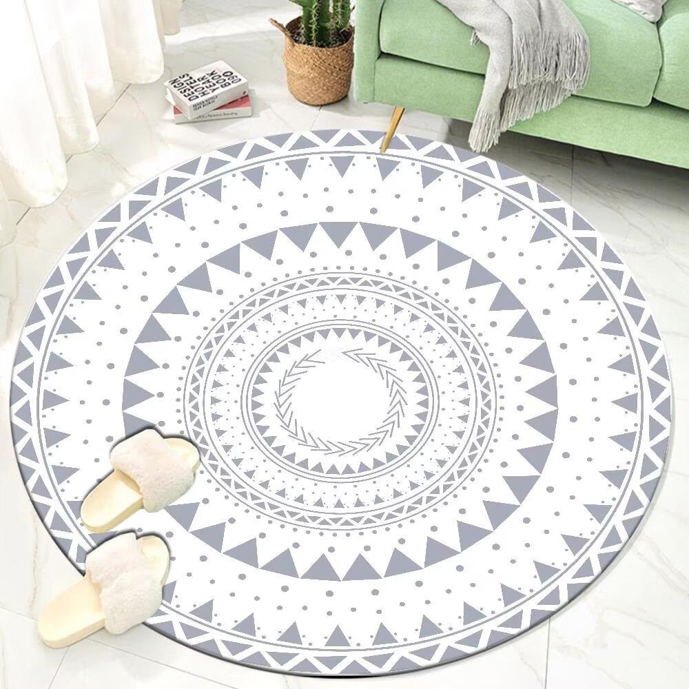 Vintage Morocco Ribbed Style Round Carpet Living Room Mat Bedside Flannel Balcony Non-slip Chair Mats Lounge Rug Large Area Rugs