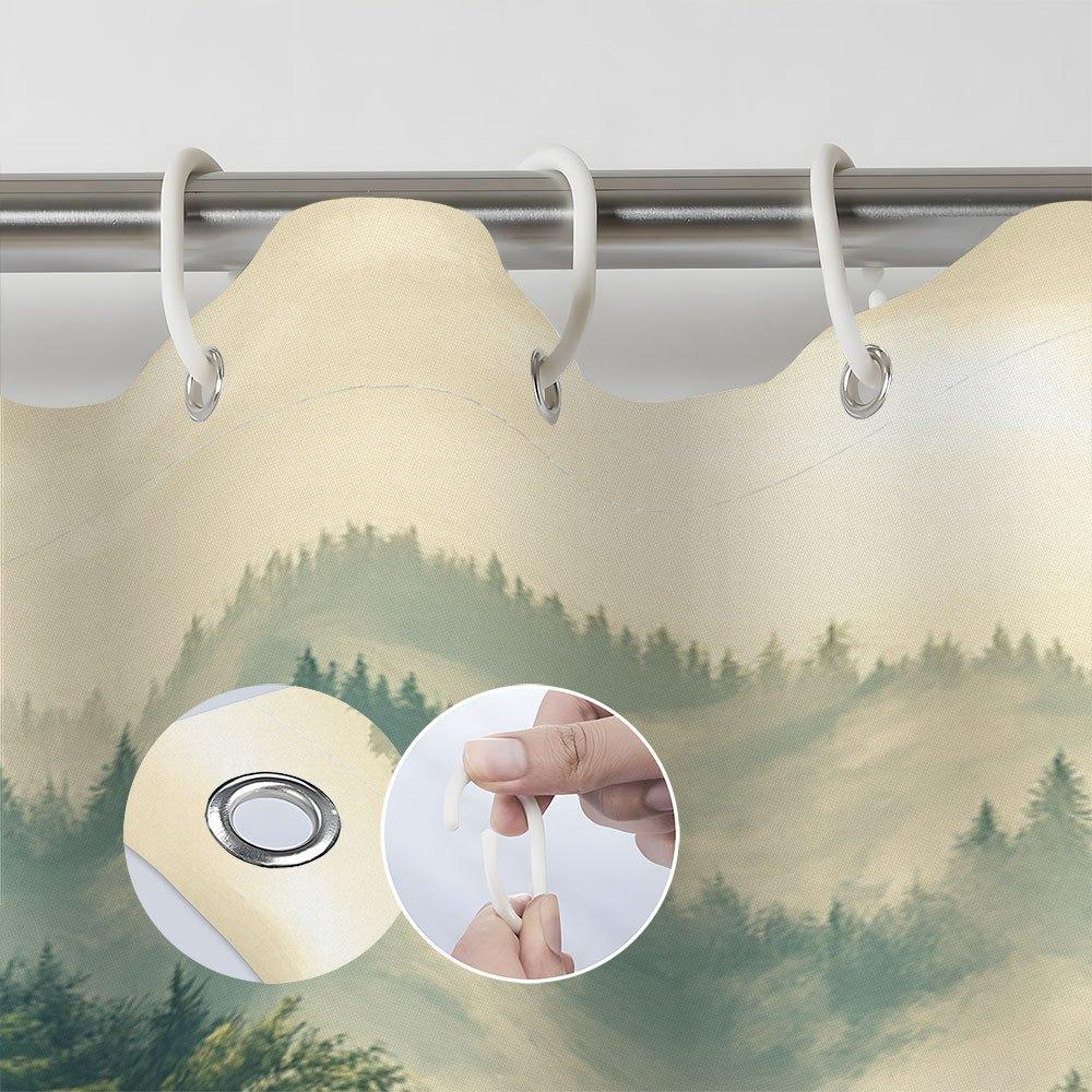 Large Waterproof Forest Landscape Shower Curtain Set Nature Pine Tree Woodland Bathroom Decor Shower Curtain for Modern Home