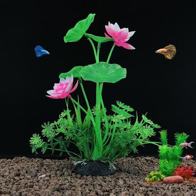 2pcs Plastic Aquatic Plants Creative Simulated Fake Lotus Flowers Vivid Artificial Seaweed Water Grass Living Room