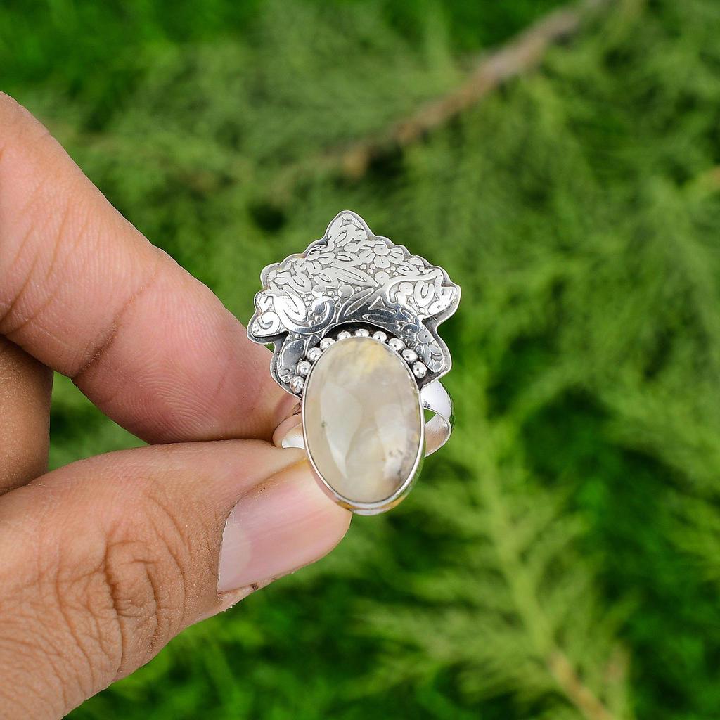 Plume Agate Gemstone Engagement Wedding New Promise Ring Jewelry Sterling Silver