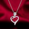 Women Red Heart Stone Pendant Necklace with Rose and Sparkling Accents Elegant Romantic Jewelry