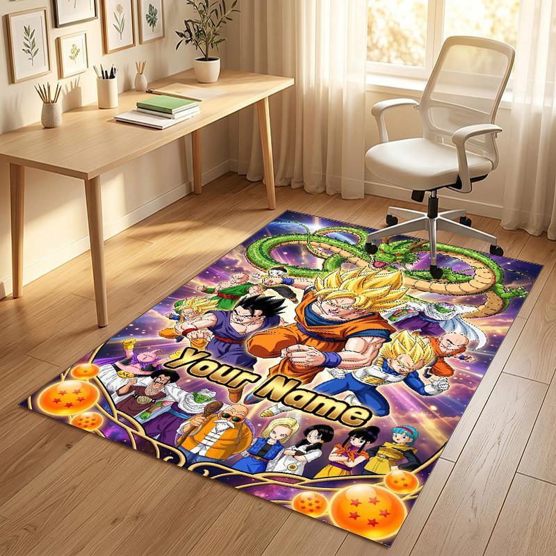 Personalized Crystal Velvet Carpet,Dragon Ball Custom Printed Name, Plush Area Rug For Home Indoor Decor