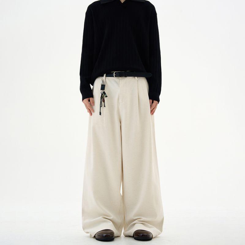 Kisko American Retro Lyocell Linen Wide-Leg Casual Trousers for Men and Women, Basic Cleanfit Loose Long Pants