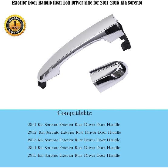 Exterior Rear Left Driver Side Chrome Door Handle Replacement For Kia Sorento 2011 2012 2013 2014 2015 Replace#OE 826512P010 836522P010