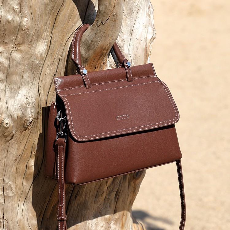 Large Capacity Handheld Women's Bag, Genuine Leather Shoulder Messenger Bag, Textured Bag.