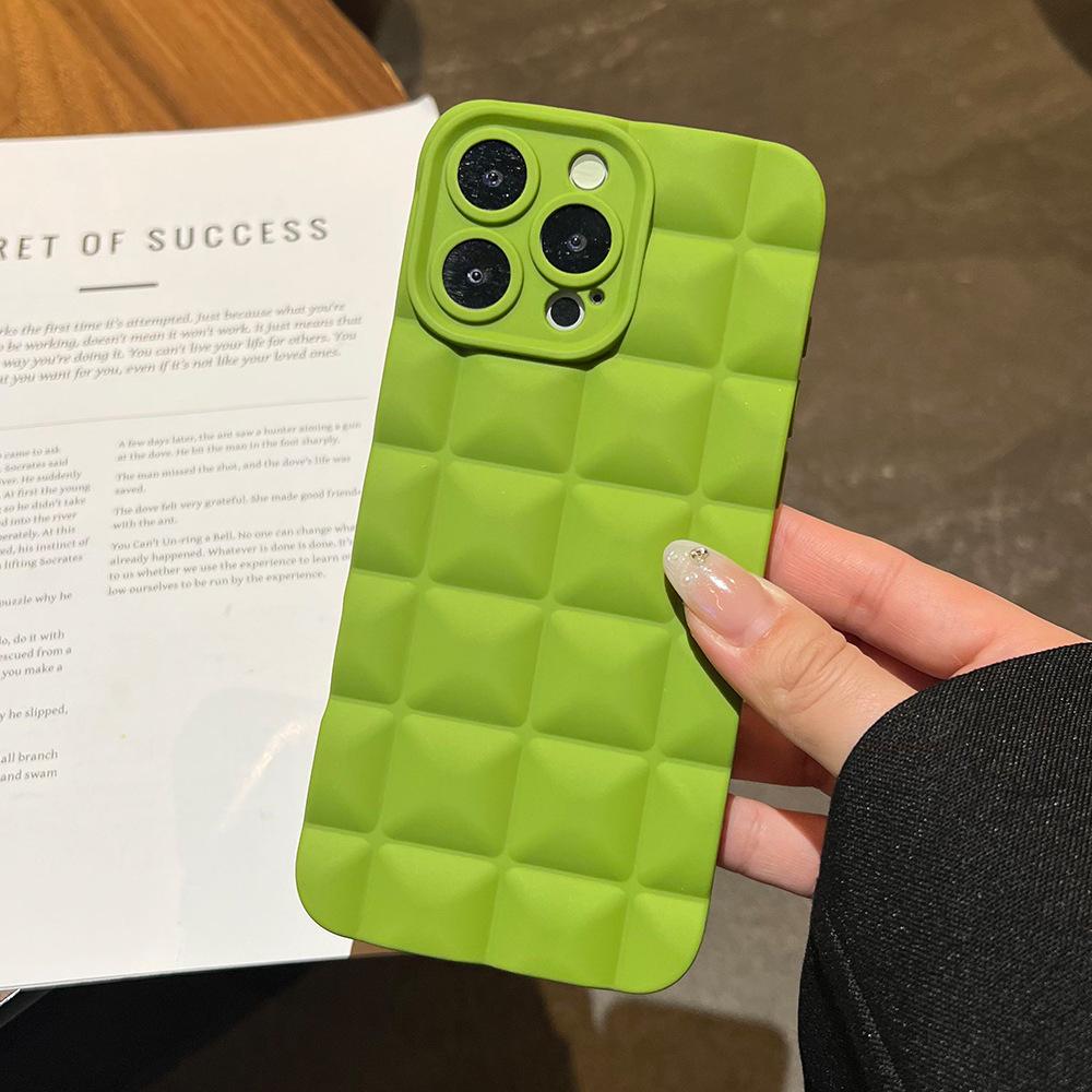 Solid Color Three-dimensional Grid Is Suitable for Apple 17 Anti-drop Mobile Phone Case iPhone16PROMAX Lens All-inclusive Protective Case.