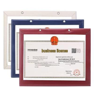 A3/A4 Protective Leather Business License and ID Photo Frame Wall Mount