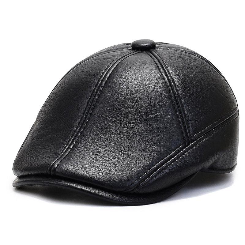 Men's Korean Style Winter Baseball Cap - Faux Leather with Ear Protection for Middle-Aged and Elderly