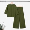 ZANZEA Women Long Sleeve Blouse and Pants Casual Two Piece Suit Sets