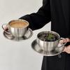 Stainless Steel Coffee Cup Set Heat Resistant Cup Saucer Set Exquisite Coffee Mug  Cafe Accessories