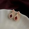 Vintage Zircon Red Court Style 925 Silver Earrings with 14K Gold Plating