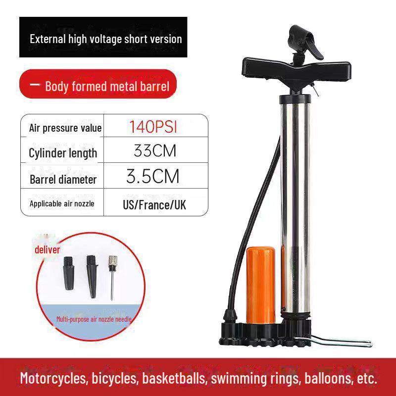 Universal High-Pressure Inflator Pump with Gauge for Bicycles, Cars, and Basketballs