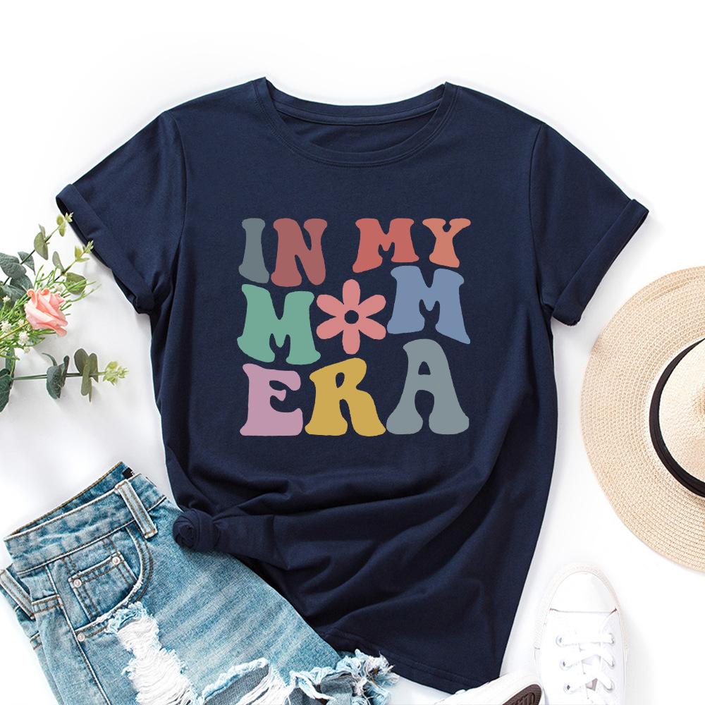 IN MY MOM Cotton T-Shirt Short Sleeve Round Neck Women 2d Print Tops