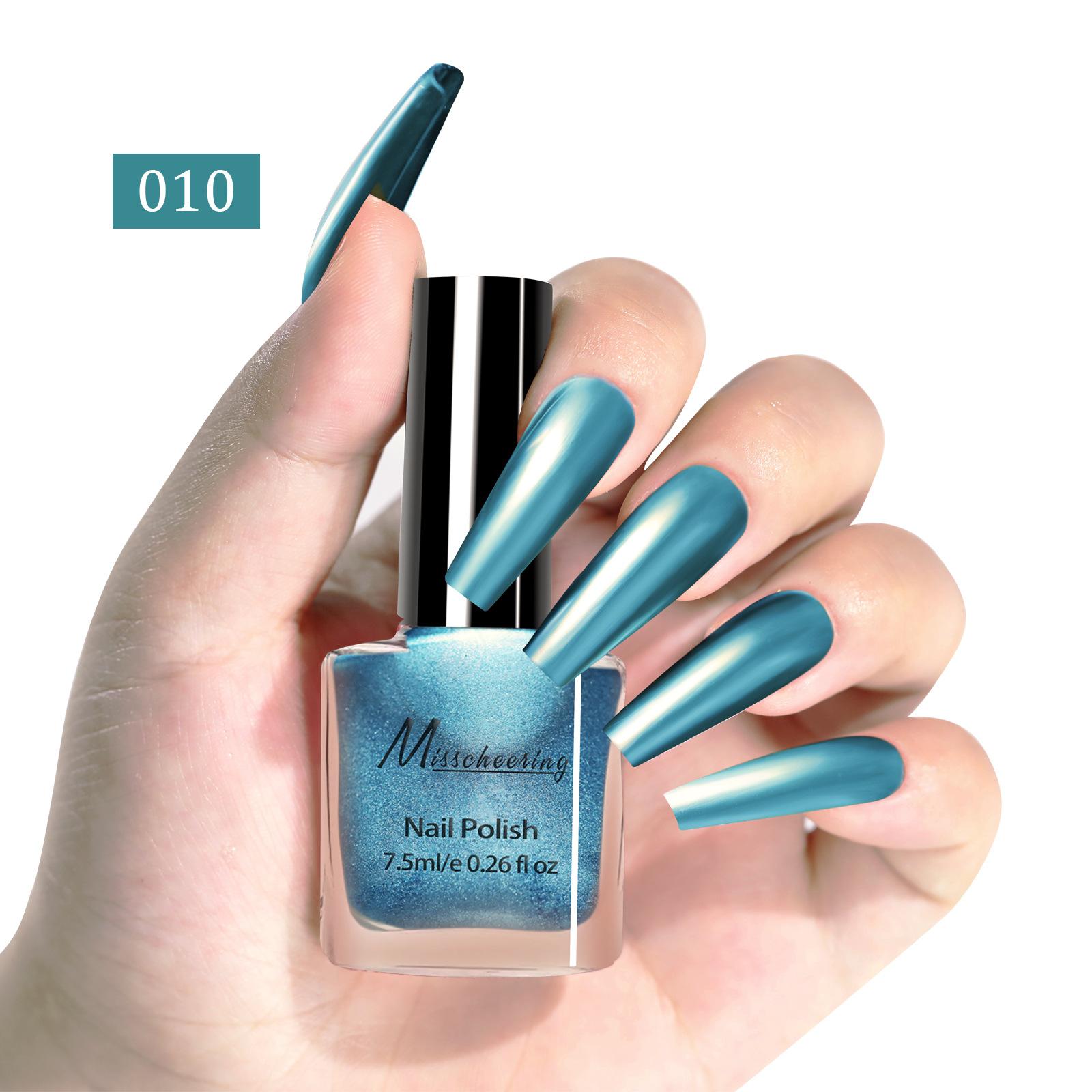 

Лак для ногтей с металлическим зеркалом для нейл-арта, не требующий выпечки, быстросохнущий, стойкий, многоцветный глянцевый лак для ногтей