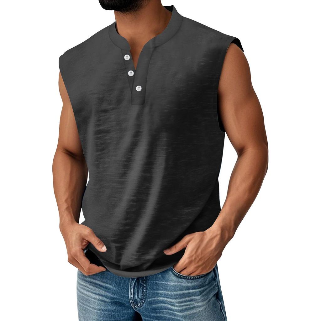 Chaleco Deportivo de Verano para Hombre con Bolsillo y Botones a Juego de Color Sólido Chaleco Deportivo Casual para Hombre