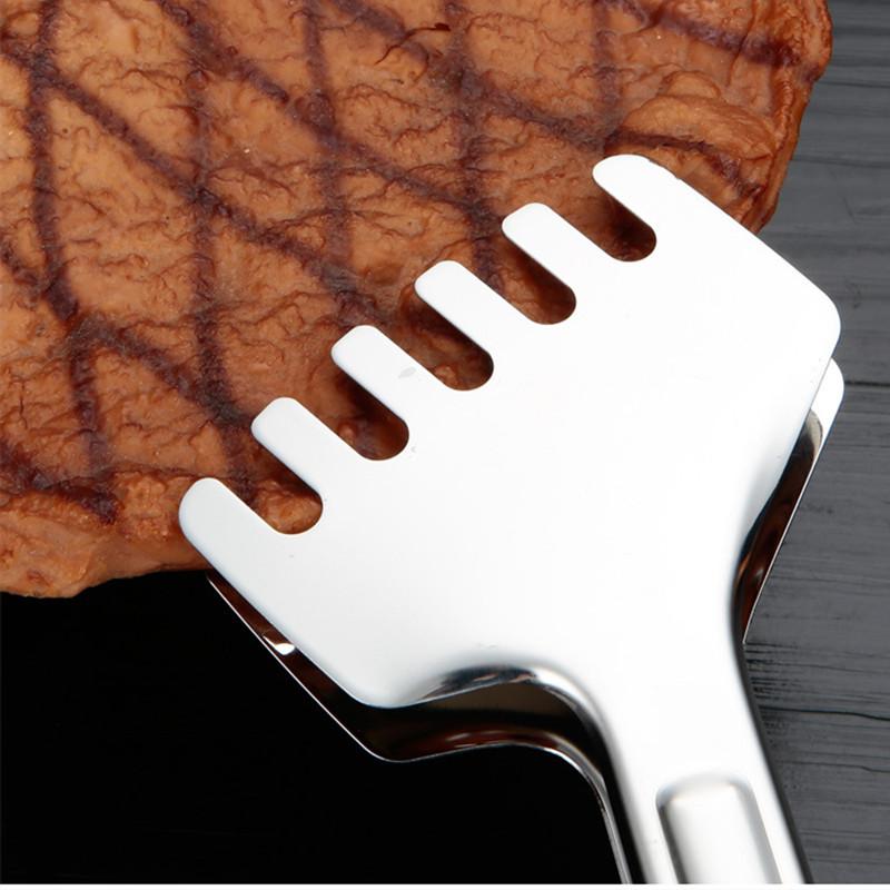 Stainless Steel Food Tongs Frying Spatula Drain Oil Clips Meat Salad Bread Barbecue Clamp Kitchen Cooking Accessories