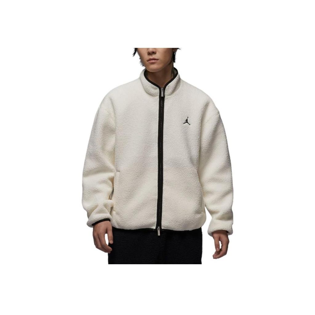 Jordan Flight Faux Shearling Stand Collar Loose Jacket Men Jacket Off-White FV7449-133