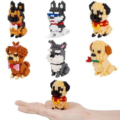 LULUFUN Dog Micro Block Animal Toys, Set of 6, Mini Blocks, Pet Dog Building Set, DIY Model, Gift for Men and Women, Birthday, Christmas, Cute