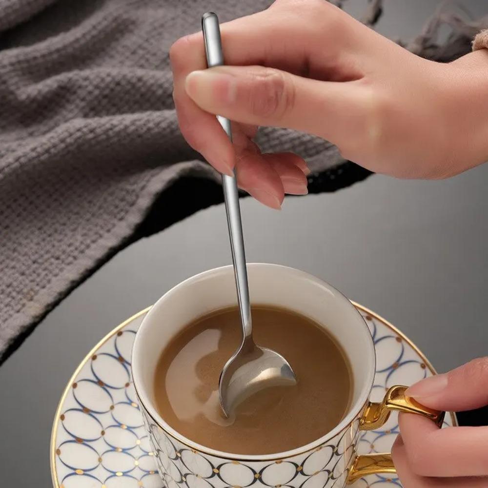 4 SZTUKI Łyżeczki do kawy ze stali nierdzewnej 304 do lodów, herbaty, mieszania, z długim uchwytem, akcesoria kuchenne, dekoracja zastawy stołowej