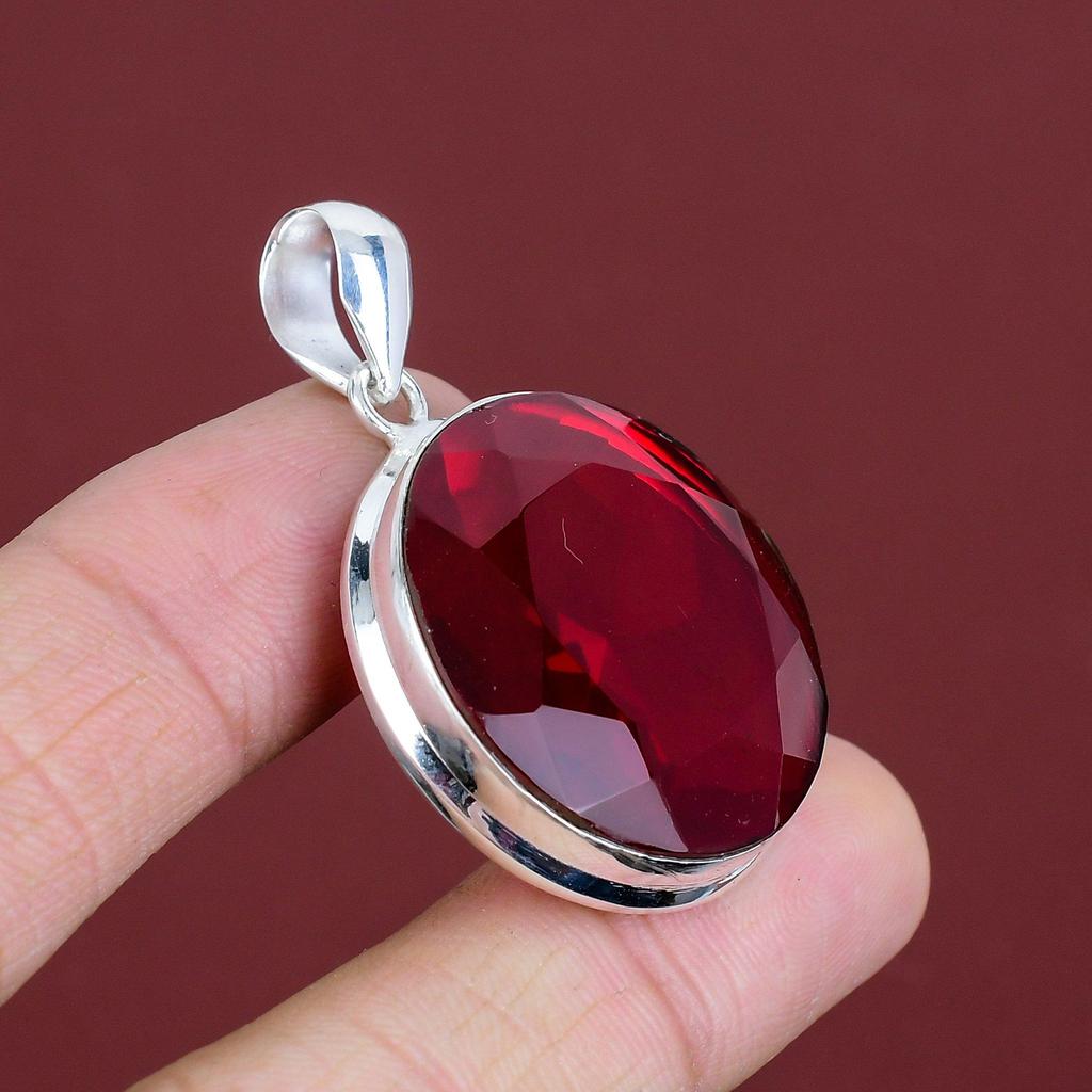 Faceted Mozambique Garnet Pendant Original Gemstone Pendant 925 Sterling Silver Pendant Latest Design Jewelry Handmade Pendant Gifts for Mom