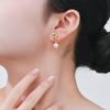 Exquisite Enamel Glazed Green Leaf & Gourd Pearl Earrings - Chinese Style Gift Ornament