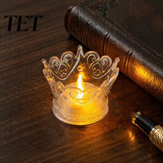 Jewelry Storage Box Crown LED Tea Light, Flameless Faux Crystal Candle Night Birthday Party Supplies Romantic Wedding Decor, Creative Gift for