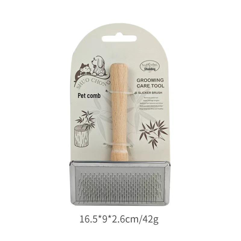 Solid Wood Pet Comb: Detangling and Hair Removal for Dogs & Cats