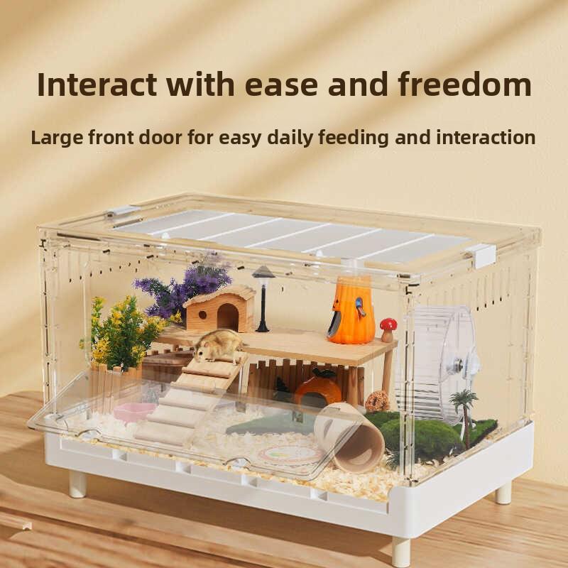 70cm Transparent Acrylic Hamster Cage Large Habitat for Syrian Hamsters Spacious Hedgehog Enclosure Clear Modular Rodent Home