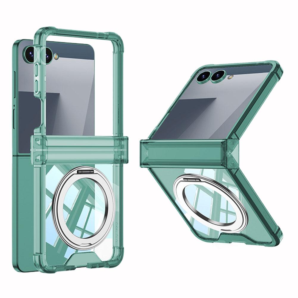 Silicone Airbag Bumper Soft Case For Samsung Galaxy Z Flip7 With Holder Hinge Cover Lens Protect Anti Drop Case