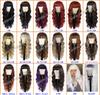 Hot Sales 26Inch Brown Mixed Blonde Wigs with Bangs for Women Wavy Curly Hair Heat Resistant Synthetic Fiber Wigs Women Hair