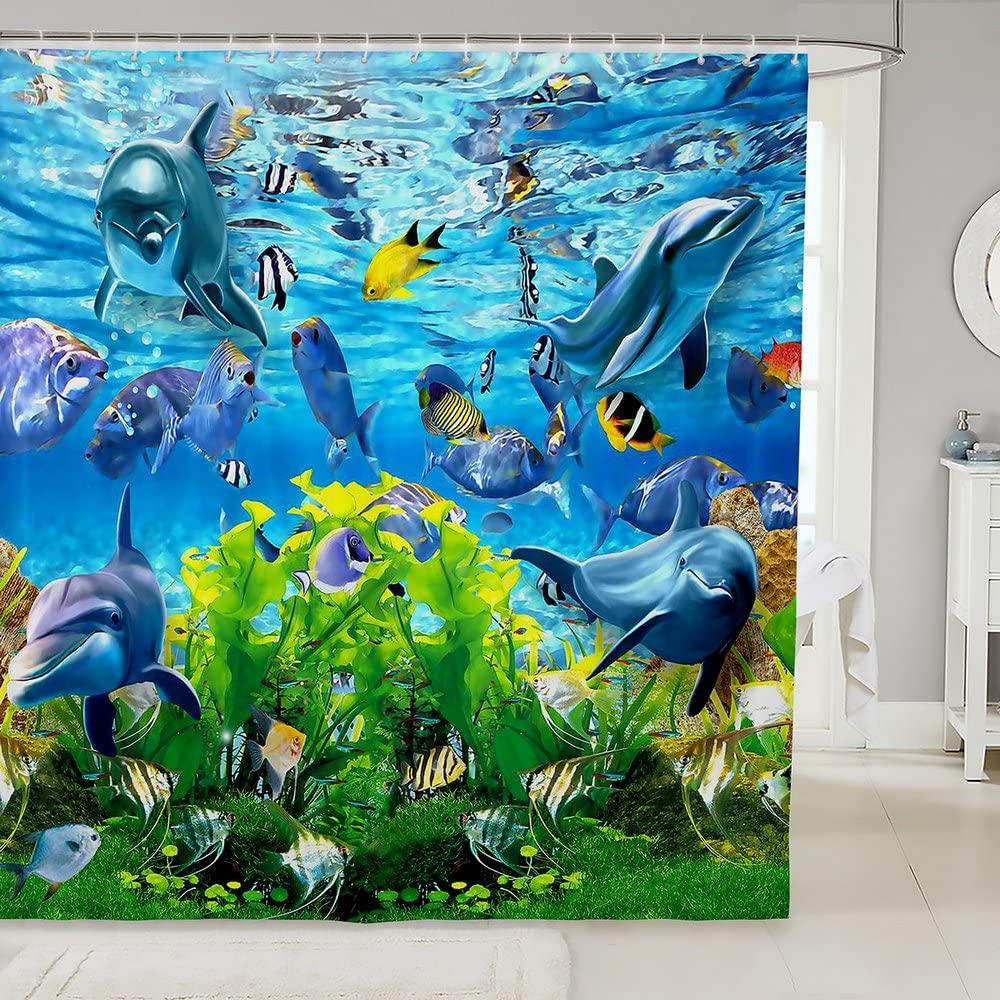 Beach Coastal Shower Curtain Summer Hawaii Ocean Seaside Sunset Sunrise Shower Curtains For Bathroom Waterproof Bath Curtain