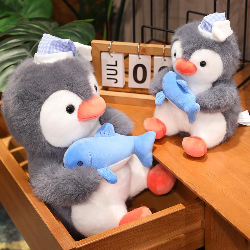 Super Cute Plush Toys New Penguin Cartoon Doll Fish Holding Penguin Home Pillow Girls Sleeping Doll