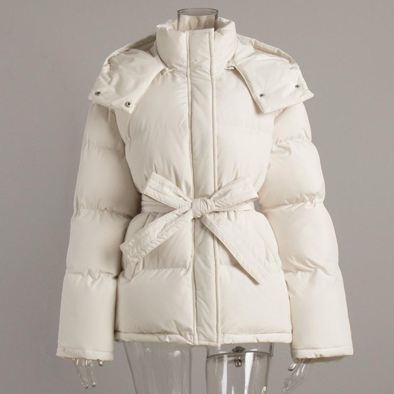 Womens Hooded Cotton Jacket Warm Thick Zip-up Puffer Coat Casual Winter Outwear