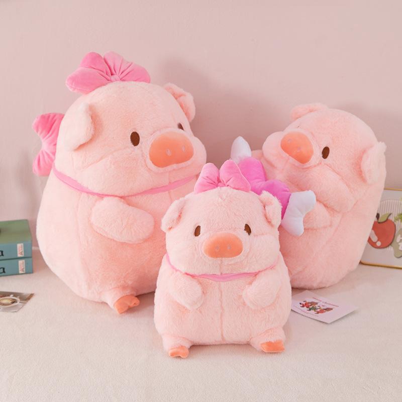 Bai Fen Bai Dolls And Toys Girls Pink Cute Lulu Pig Heart Plush Toy Love Bow Piglet Doll Soft Doll