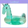 Sparkling Transparent Unicorn Inflatable Float Raft Adult Swim Ring Chair Green