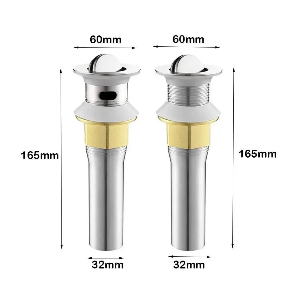 1Pcs Durable Thickened Bathroom Sink Drain Stop Silver Siphon Sink Drain Strainer Sink Plug Washbasin Pipe