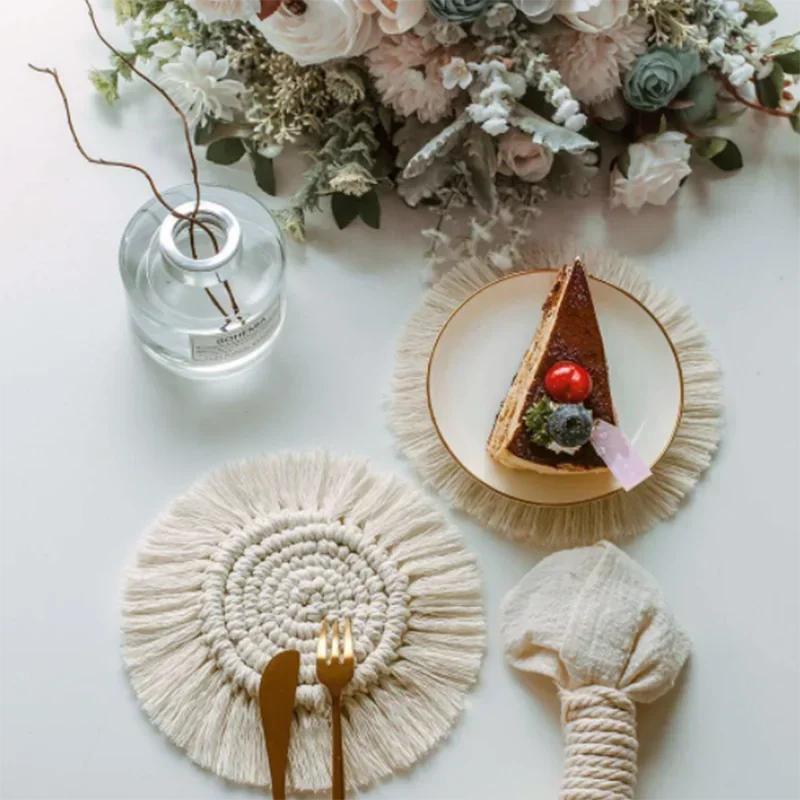 Cotton Braid Cup Coaster Coffee Coasters Tea Coaster Coasters for Glasses Coaster Set Sublimation Blanks Coffee Tables Decor