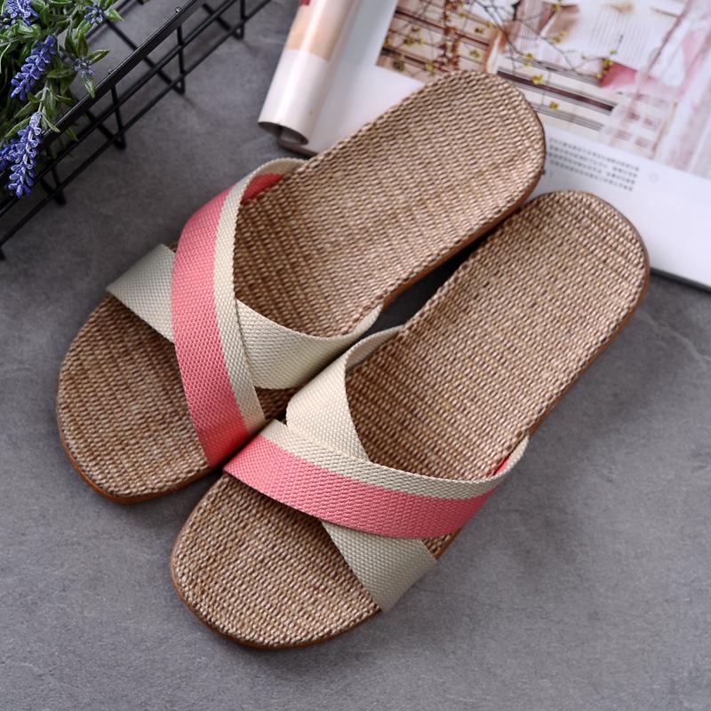 Cotton and Linen Non-Slip Home Slippers for Men and Women – Indoor Summer Slippers with Thick Bottom for Wooden Floors.