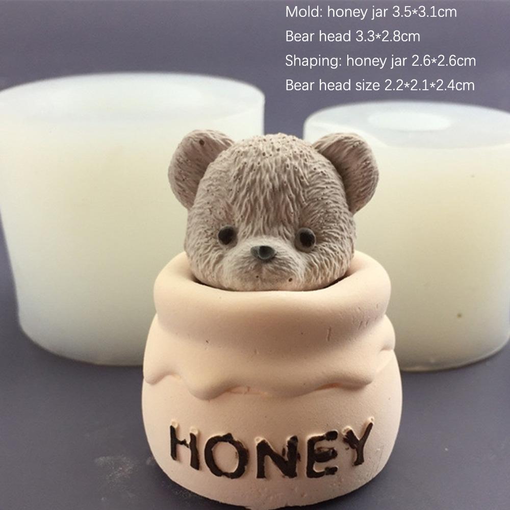 Teddy Bear Mold Silicone Mold Chocolate Baking Cake Pink /gray/ Translucent Candle Bear Cake Decoration For Cake Making DIY