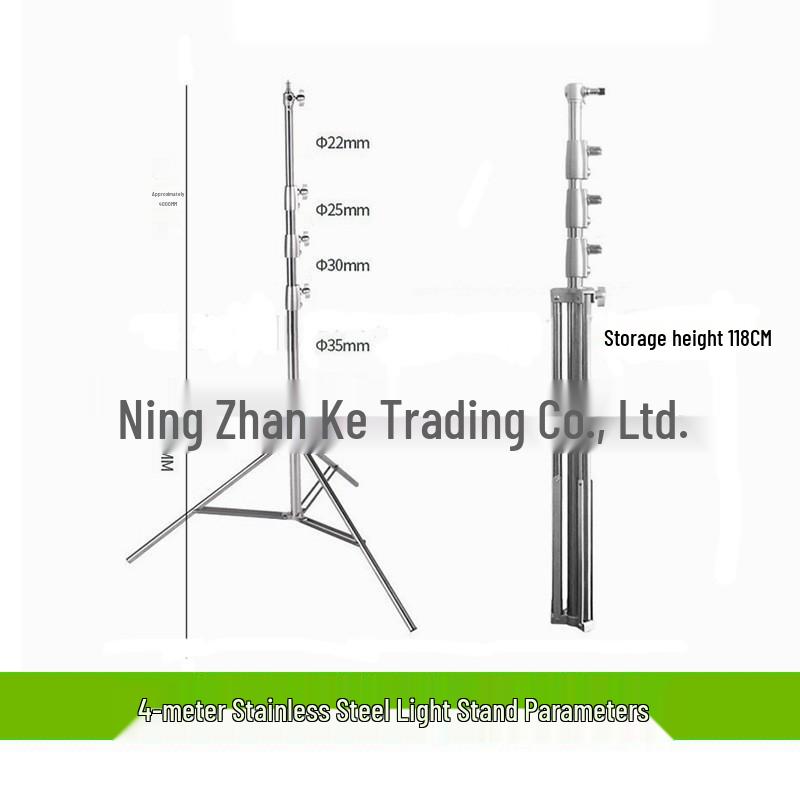 4-Meter Stainless Steel Photography Light Stand, Manual Background Support Tripod, Load Capacity 8-10KG.