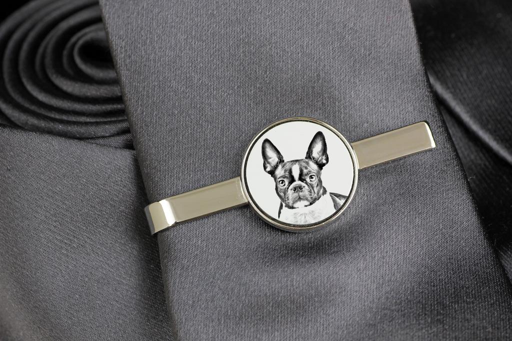 Boston Terrier, American Gentleman – Tie Clip with a Dog, Personalized Tie Clip | Art-Dog