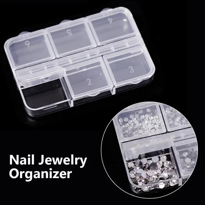 Nail Diamond Box Jewelry Box with Independent Lid, Detachable and Portable Pearl Sequin Storage Box
