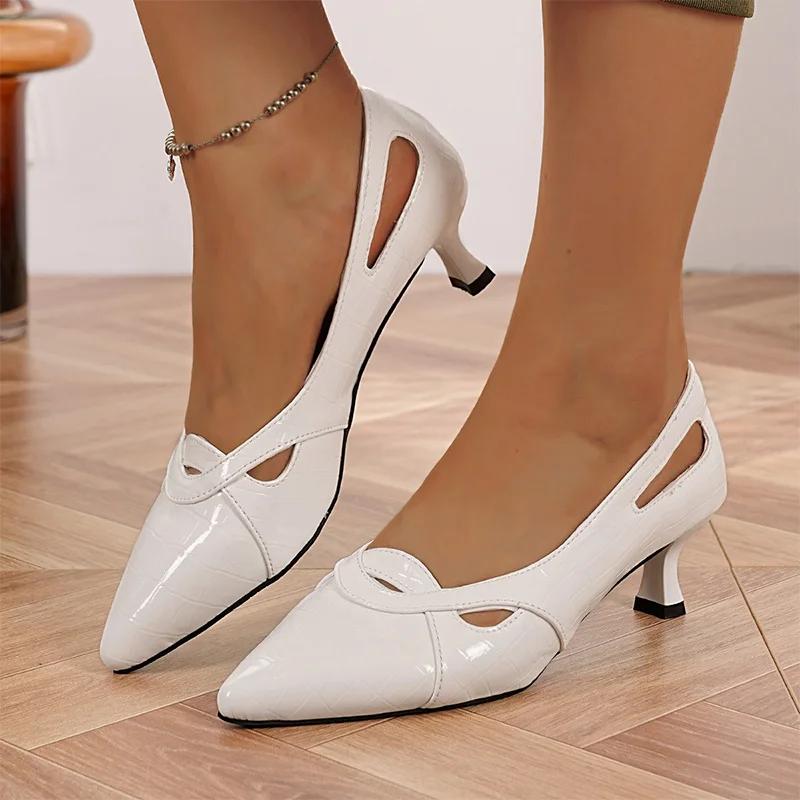 Fashion Patent Leather High Heels Pumps for Women 2025 Autumn Plus Size Pointed Toe Pumps Classics Thin Heeled Office Shoes Woman