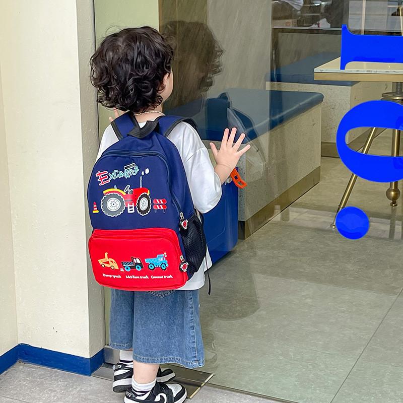 Adorable Cartoon Car Backpack For Boys And Girls Lightweight Oxford Cloth Design For Kindergarten