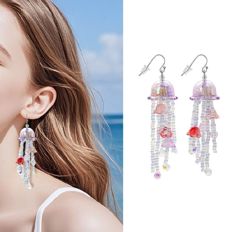 Fashionable Jellyfish Tassels Earrings Highlighting Portable Designs and Comfortable Wear Features for Trendy Women