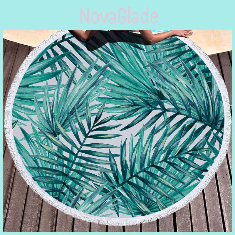 Hochwertiges großes rundes Strandtuch und Picknickdecke mit zeitlosem Blumendesign