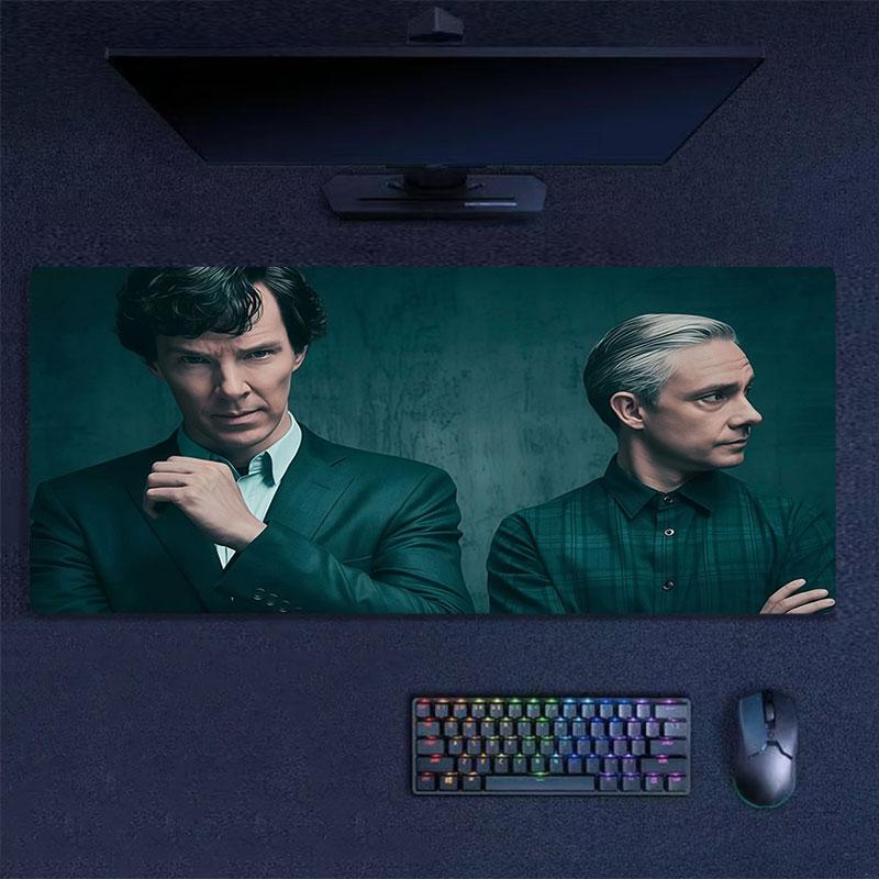 Watson&Sherlock Mouse Pad, Large Gaming Desk Mat, Non-slip XXL Mousepad for Laptop & Tablet, Mini PC Playmat with Stitched Edges