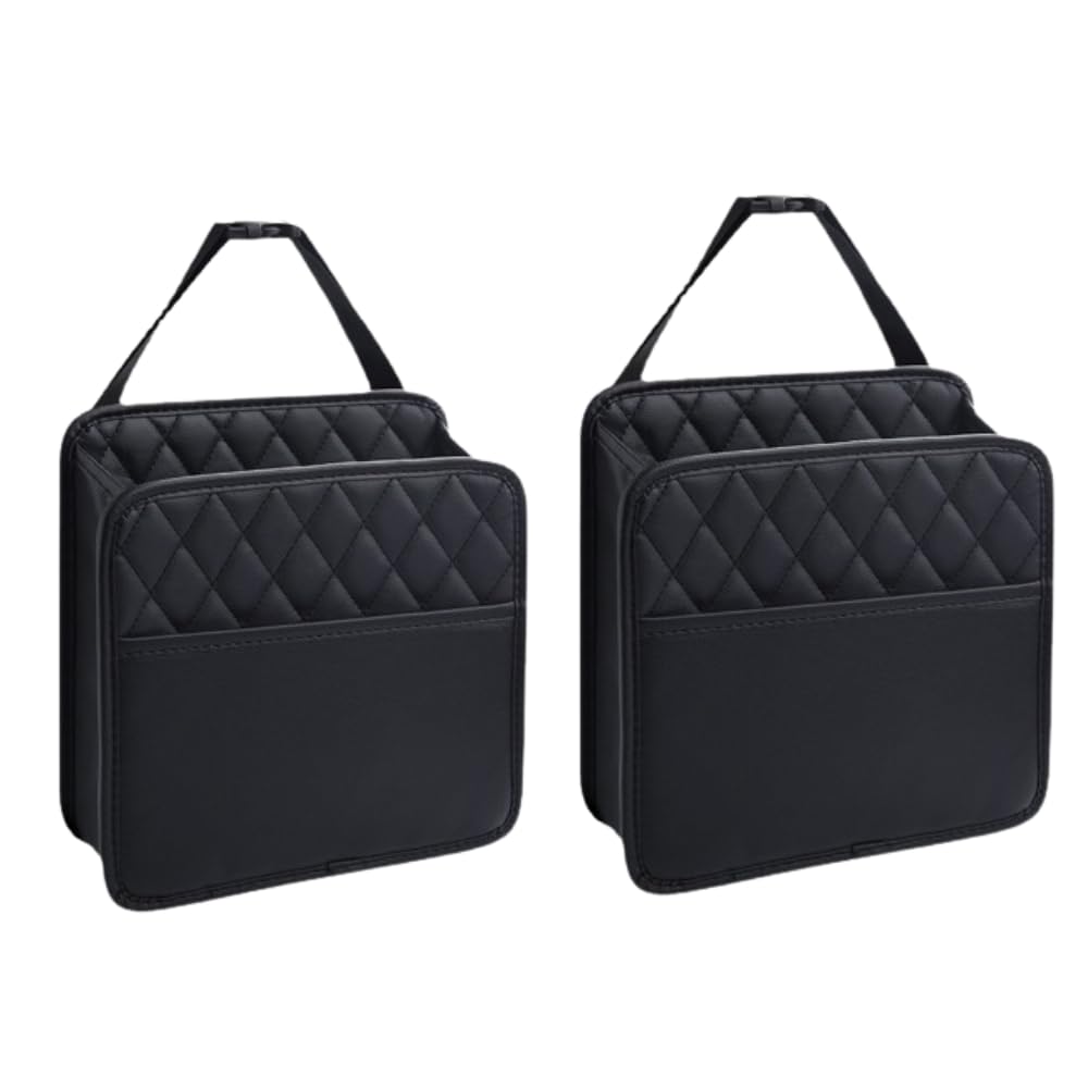 

Seizar Car Seat Back Car Storage Rear Seat Storage PU Car Pack of 2 Pockets, Pockets, Bag, Leather, Waterproof, Stain-Resistant, Space-Saving, чёрный