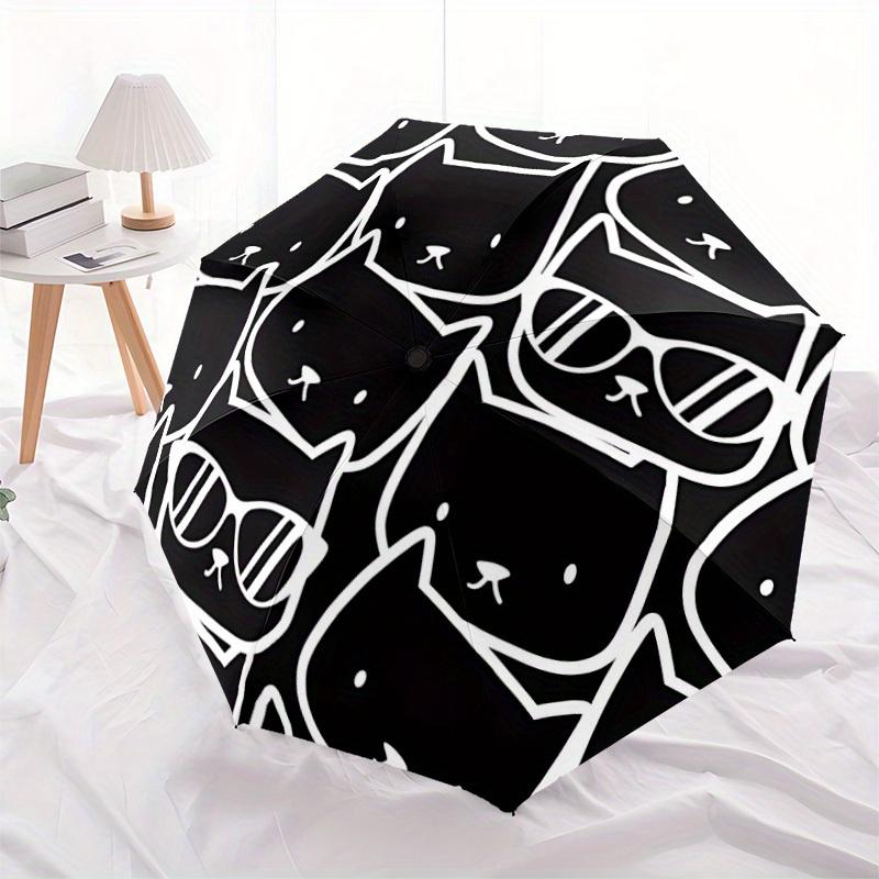 1pc Cat Faces Automatic Open, Sturdy Iron Frame, Compact Folding Design, All-Season Portable Umbrella for Women & Men, Outdoor Umbrella yy25