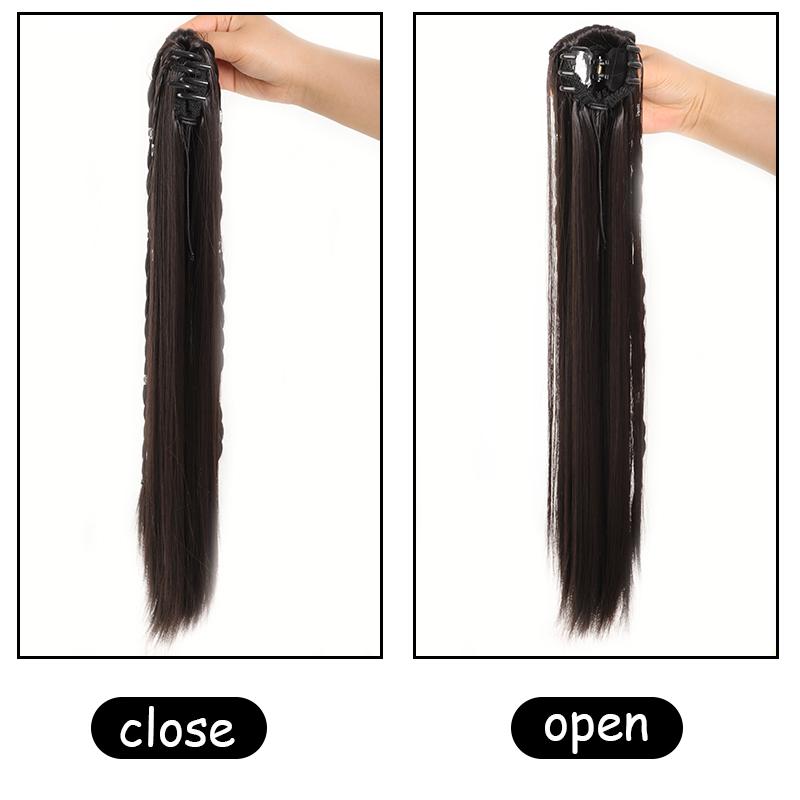 Grasp Clip Silver Buckle Braid Ponytail Synthetic Wig Long Straight Ponytail Wig Natural and Comfortable To Wear Simple To Wear